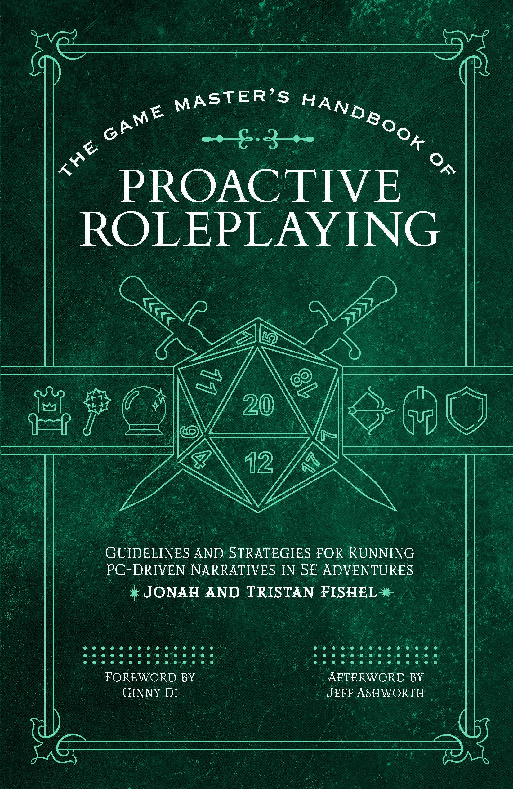 D&D 5E Book of Proactive Roleplaying book cover with green dice and player-driven narratives.