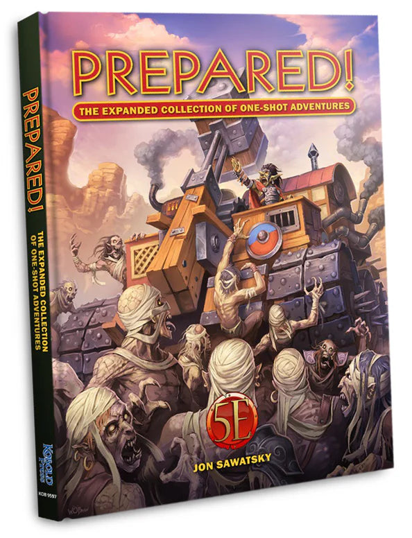 Prepared The Expanded Collection for 5E featuring a fortress-tank vs undead desert adventure with full-color maps.