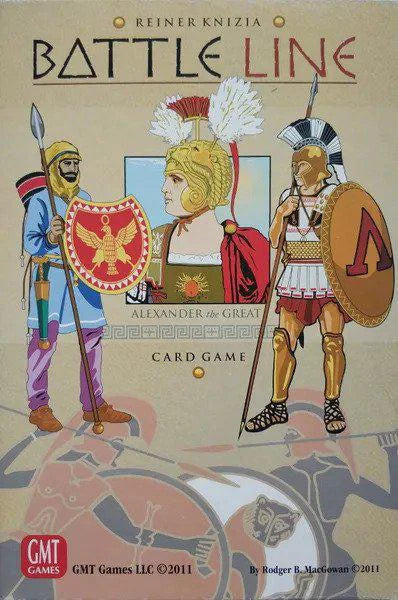 Battle Line strategy card game featuring three ancient soldiers in armor on the cover.
