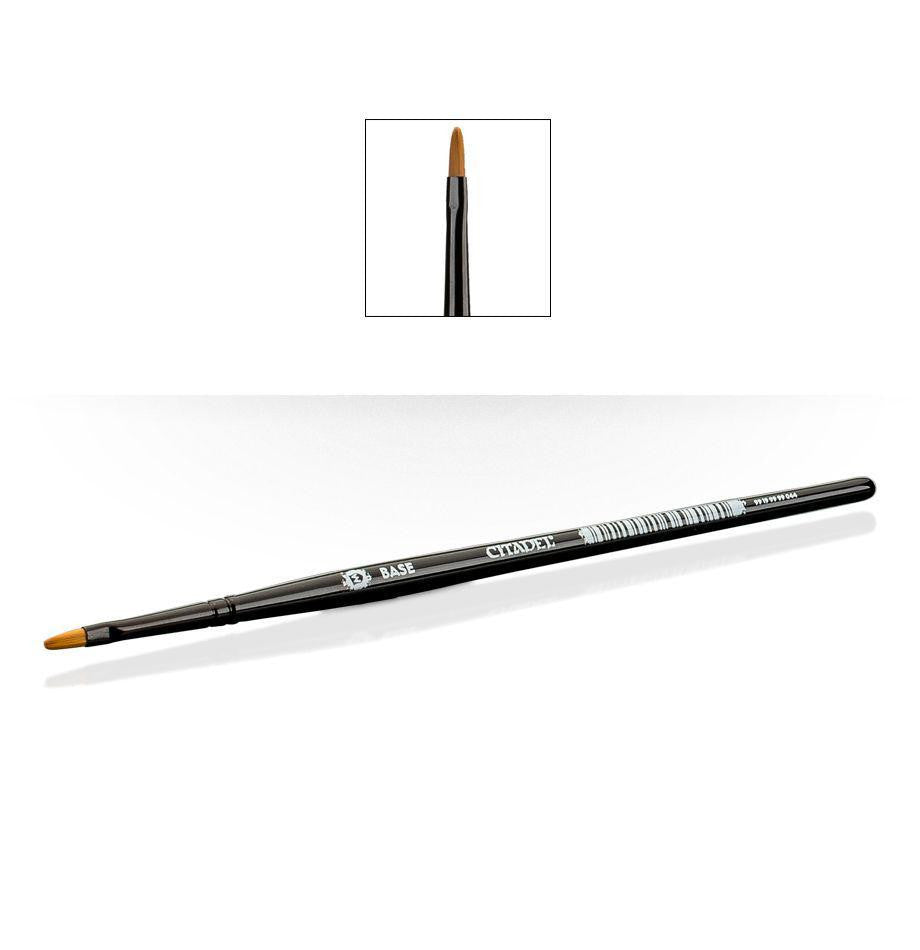 Citadel Medium Base Brush with black handle and synthetic bristles, shown in full and close-up on a white background.