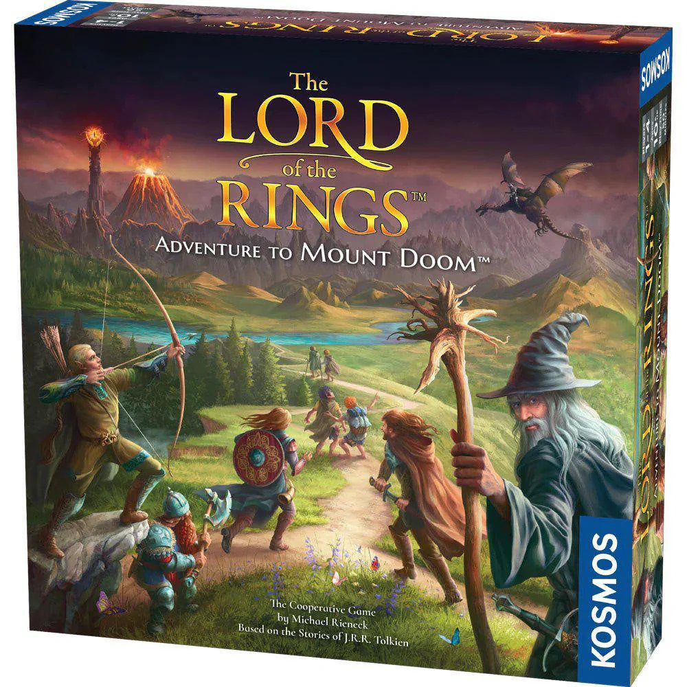 The Lord of the Rings Adventure to Mount Doom board game box showing characters on a path to Mount Doom.