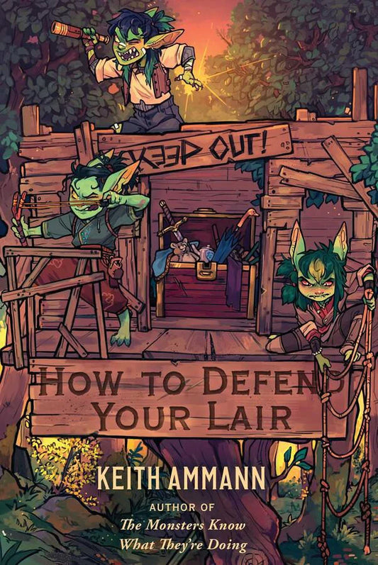 How to Defend Your Lair book cover featuring three goblin-like creatures guarding a treehouse.