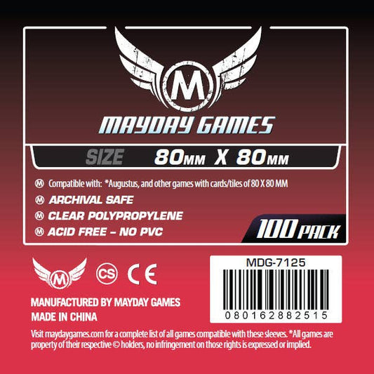 Red and black pack for Medium Square Card Sleeves 80x80mm, 100ct, with size: 3.6 x 3.6 x 0.4 in.