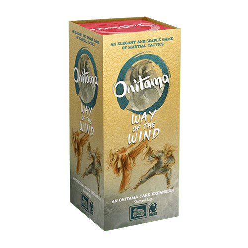 Onitama: Way of the Wind Expansion box featuring martial arts artwork and the Wind Spirit on the cover.