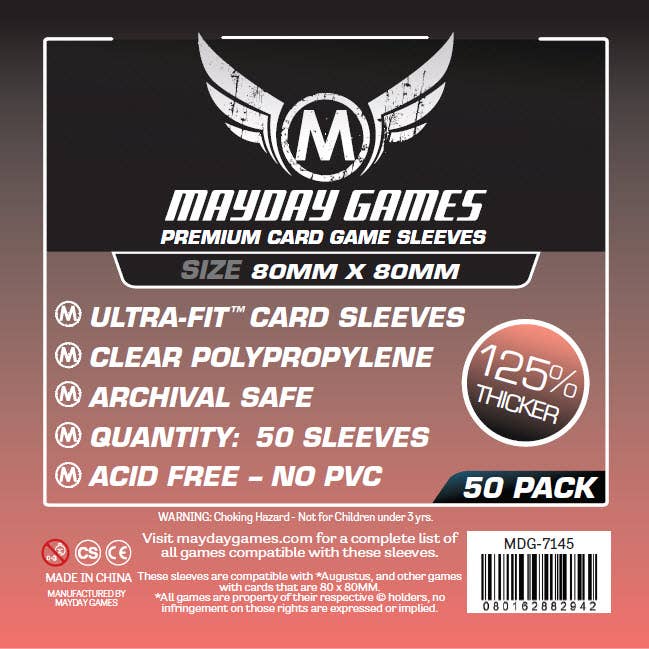 Medium Square Card Sleeves, 80x80mm, pack of 50, thicker, acid free, no PVC, archival safe.