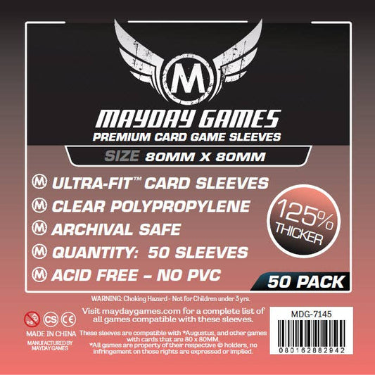 Medium Square Card Sleeves, 80x80mm, pack of 50, thicker, acid free, no PVC, archival safe.