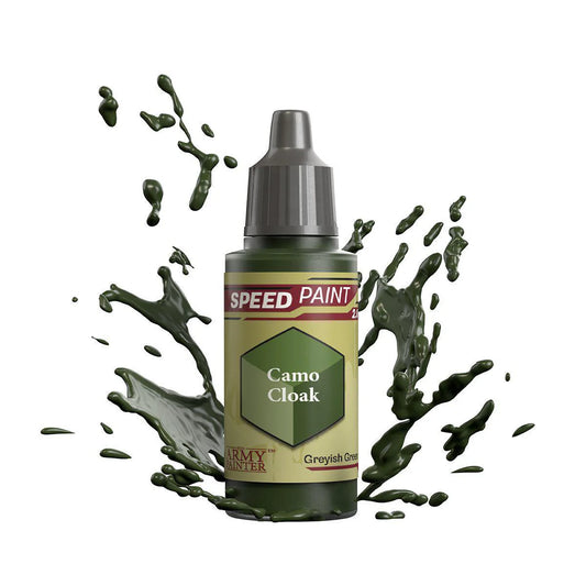 Army Painter Speedpaint Camo Cloak bottle for miniatures, on a white background.