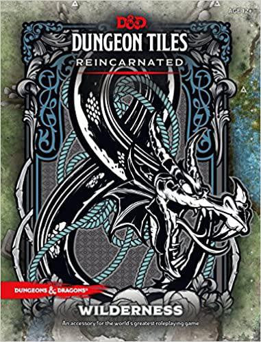 D&D Dungeon Tiles Reincarnated: Wilderness cover featuring a black and silver dragon design.