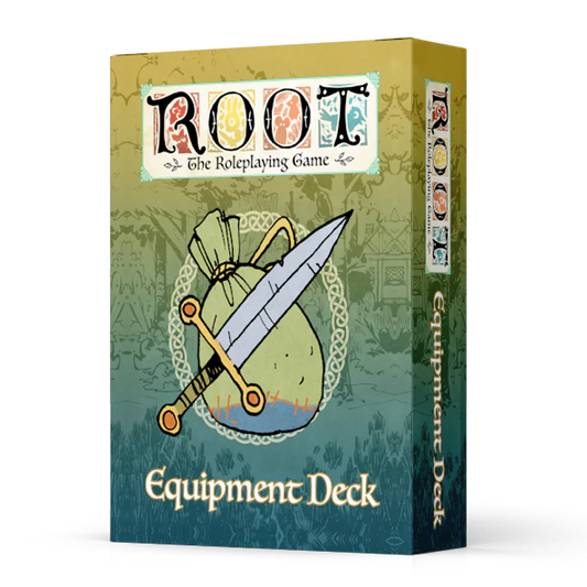 Root RPG Equipment Deck box with sword and bag illustration on front.