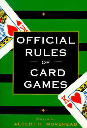 Official Rules of Card Games book cover featuring two kings on a green and black striped background.