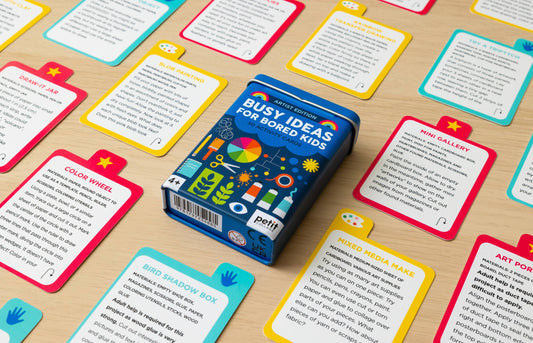 Busy Ideas for Bored Kids: Artist Edition box with art and craft ideas for kids shown around the box.