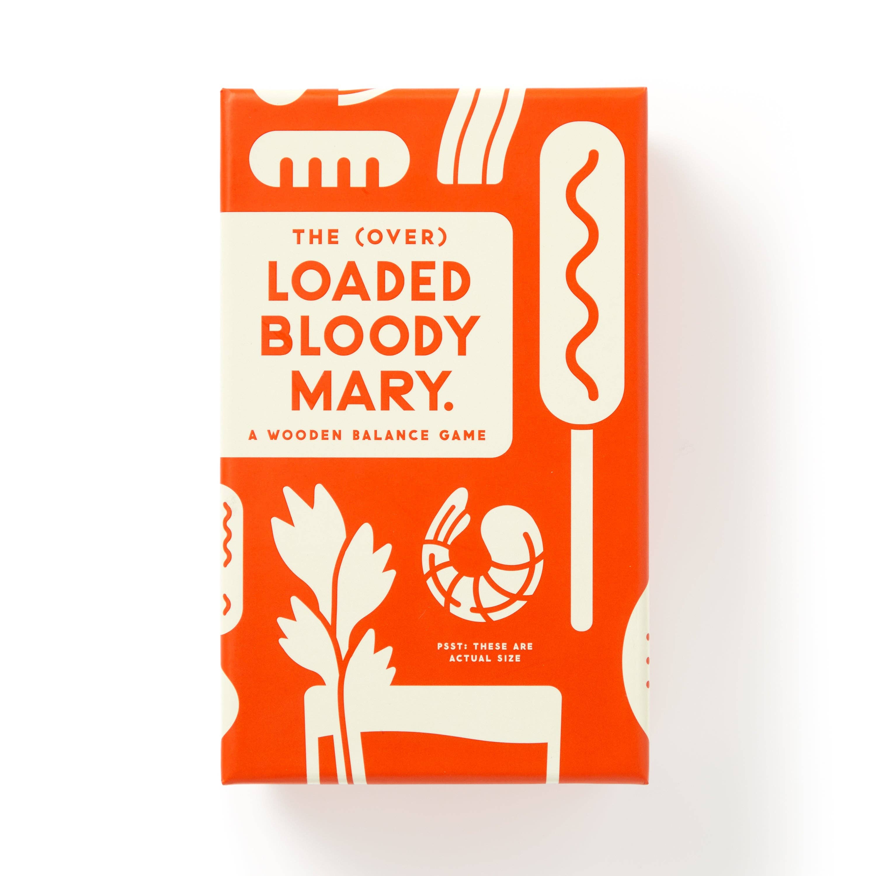 Brass Monkey (Over) Loaded Bloody Mary Balance Game in orange box with food illustrations on the cover.