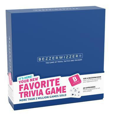 Bezzerwizzer party game box displaying the text: Over 2 million Bezzerwizzer games sold.
