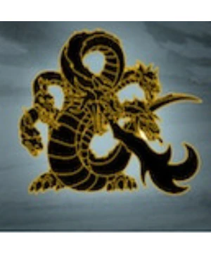 Tiamat Limited Edition AR Enhanced Black and Gold Enamel Pin, mythic rare, for Dungeons & Dragons fans.