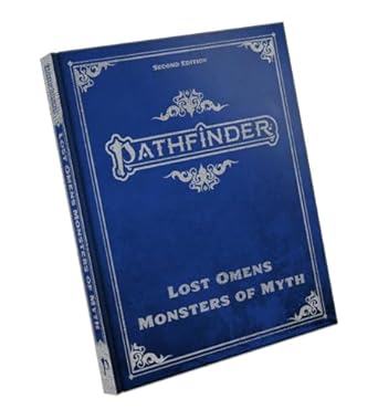 Lost Omens: Monsters of Myth Special Edition (Pathfinder 2E) book with blue cover.