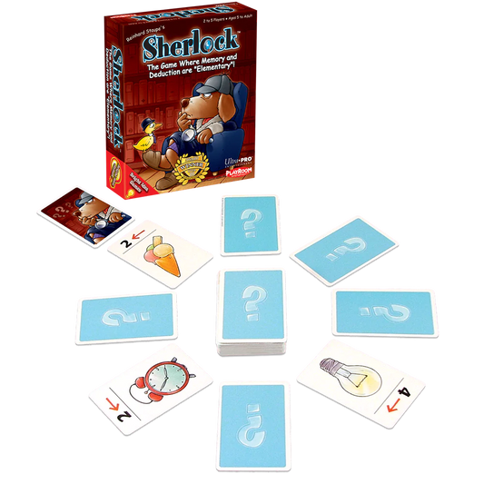 Sherlock card game set with cards arranged in a circle, prepared for gameplay.