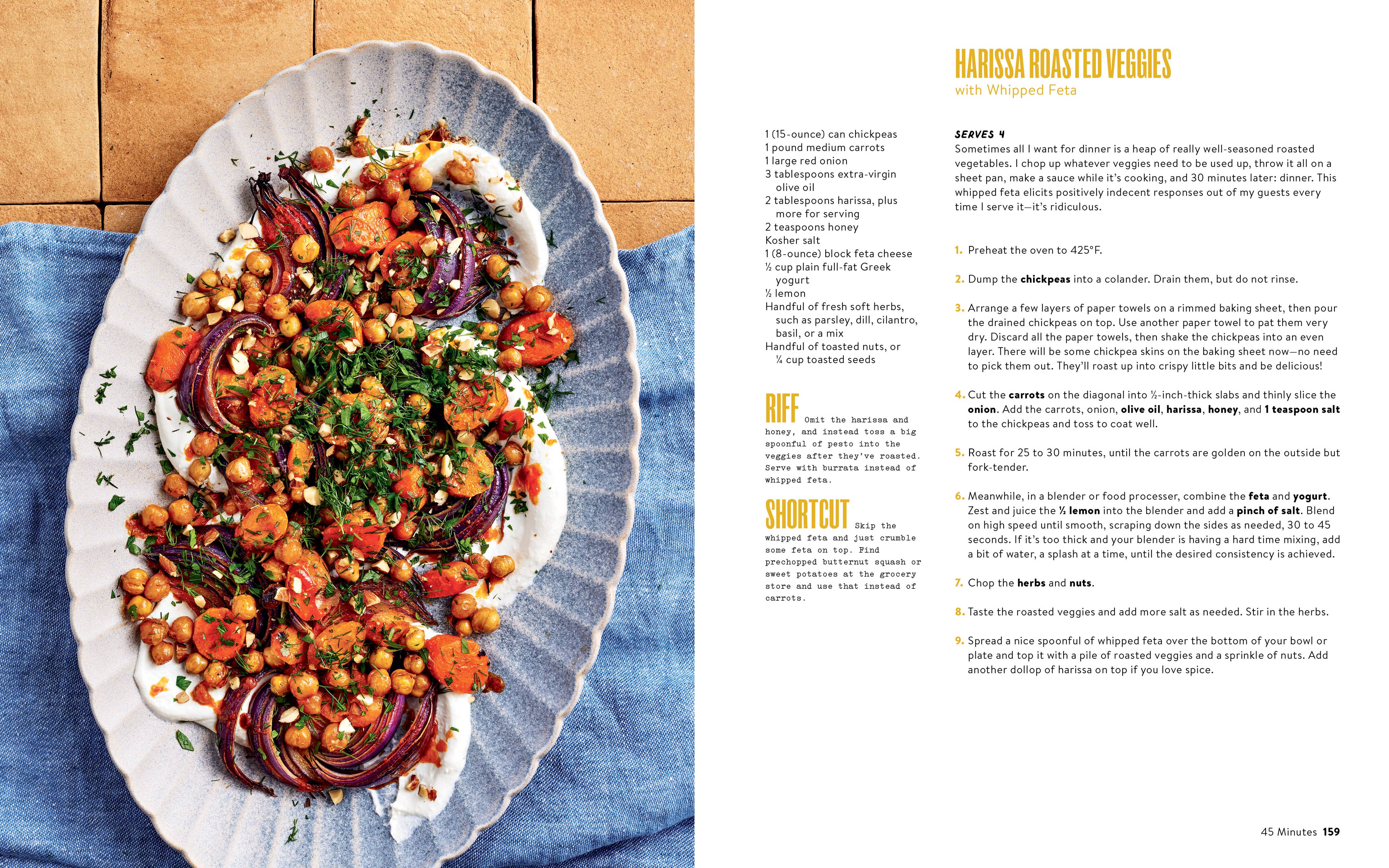 Easy roasted veggie platter with chickpeas and herbs from “What To Cook When You Dont Feel Like Cooking”.