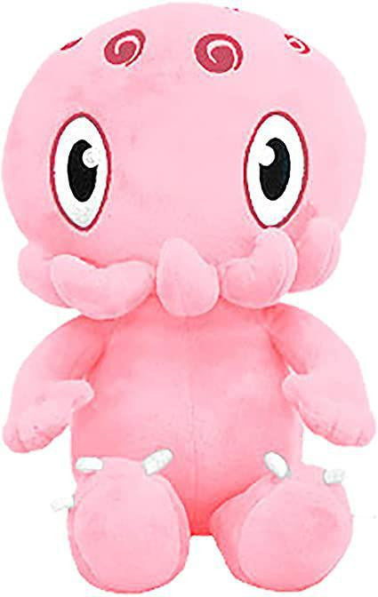 C is for Cthulhu Pink Baby Plush with big eyes, swirled design, and tentacles.