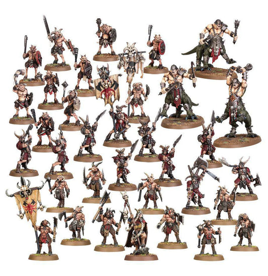 Warhammer Age of Sigmar Vanguard Beast of Chaos painted miniatures displayed in rows.