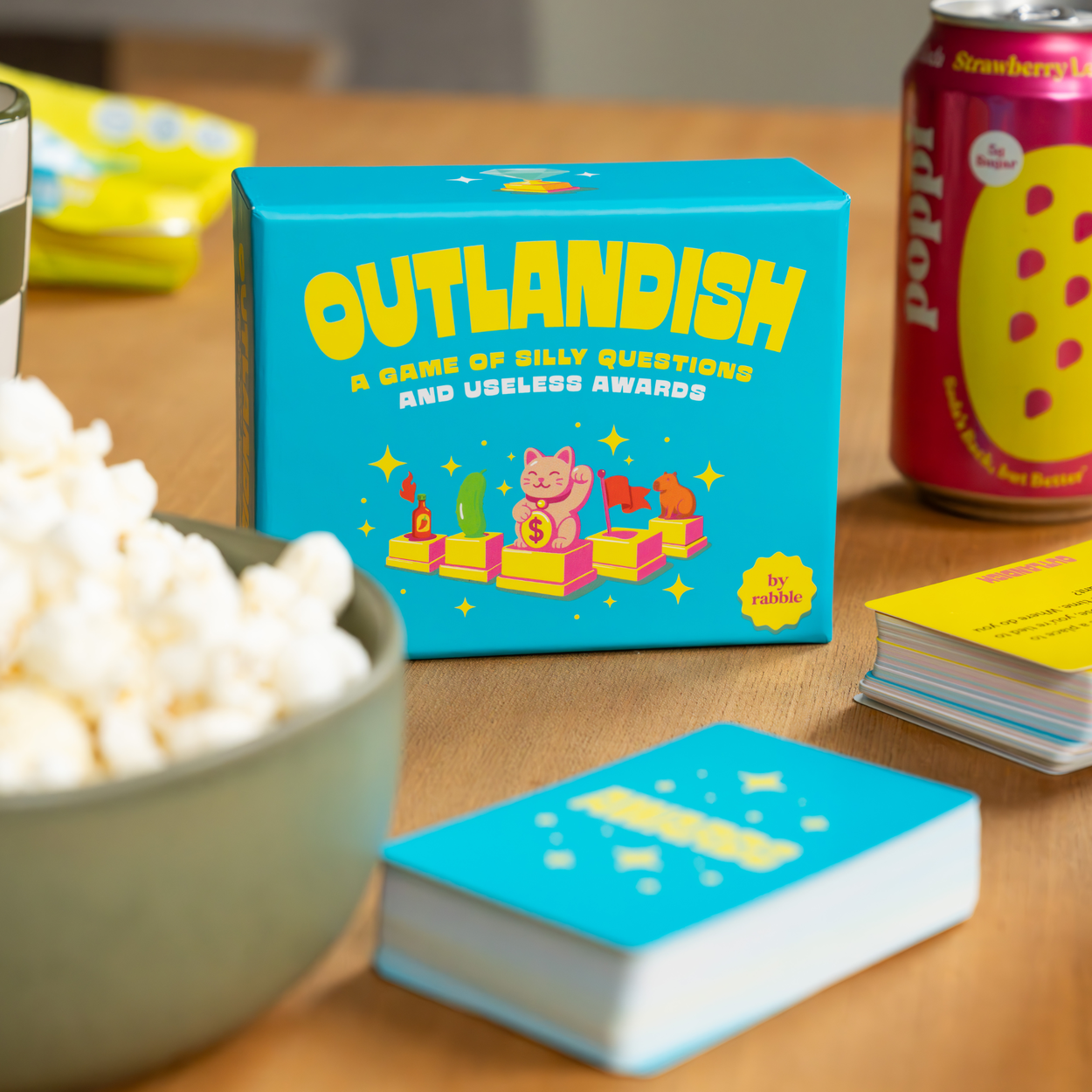 Outlandish board game featuring silly questions and useless awards.