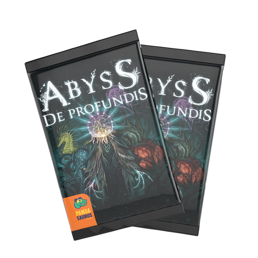 Two packs of Abyss De Profundis Booster card sleeves with underwater-themed design.