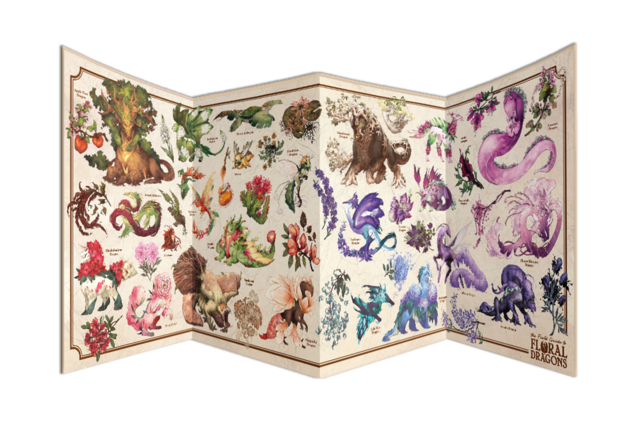 The Field Guide To Floral Dragons (GM Screen): folding screen featuring floral and dragon designs for 5e gameplay.