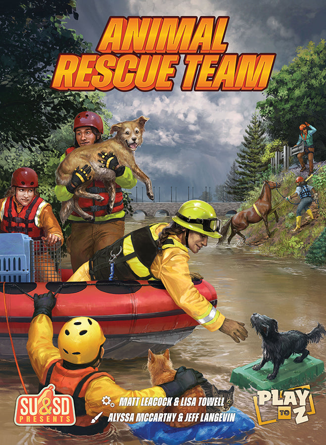 Animal Rescue Team transports dogs and cats by boat to safety during heavy rain and flooding.