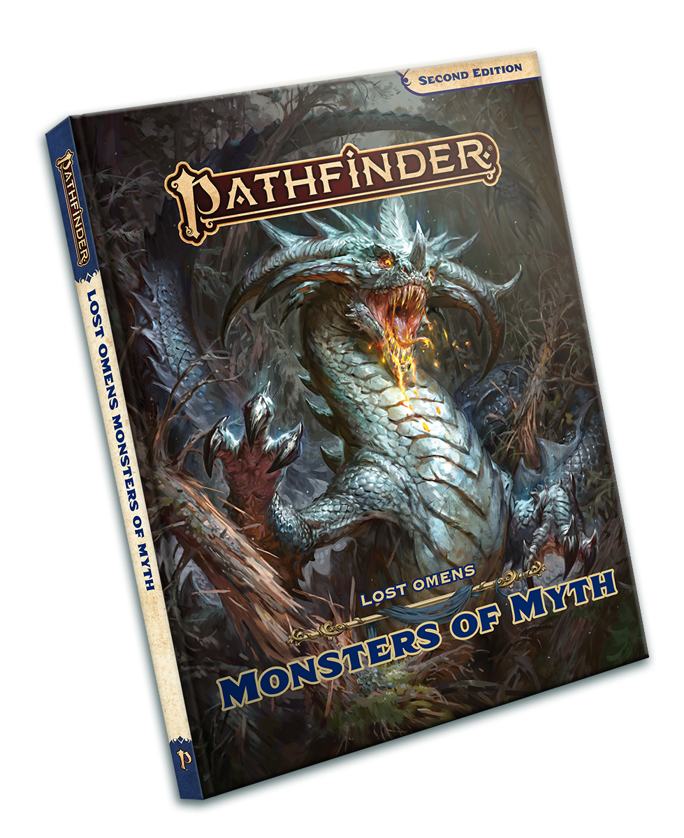 Pathfinder 2nd Edition Lost Omens: Monsters of Myth book featuring a dragon on the cover.