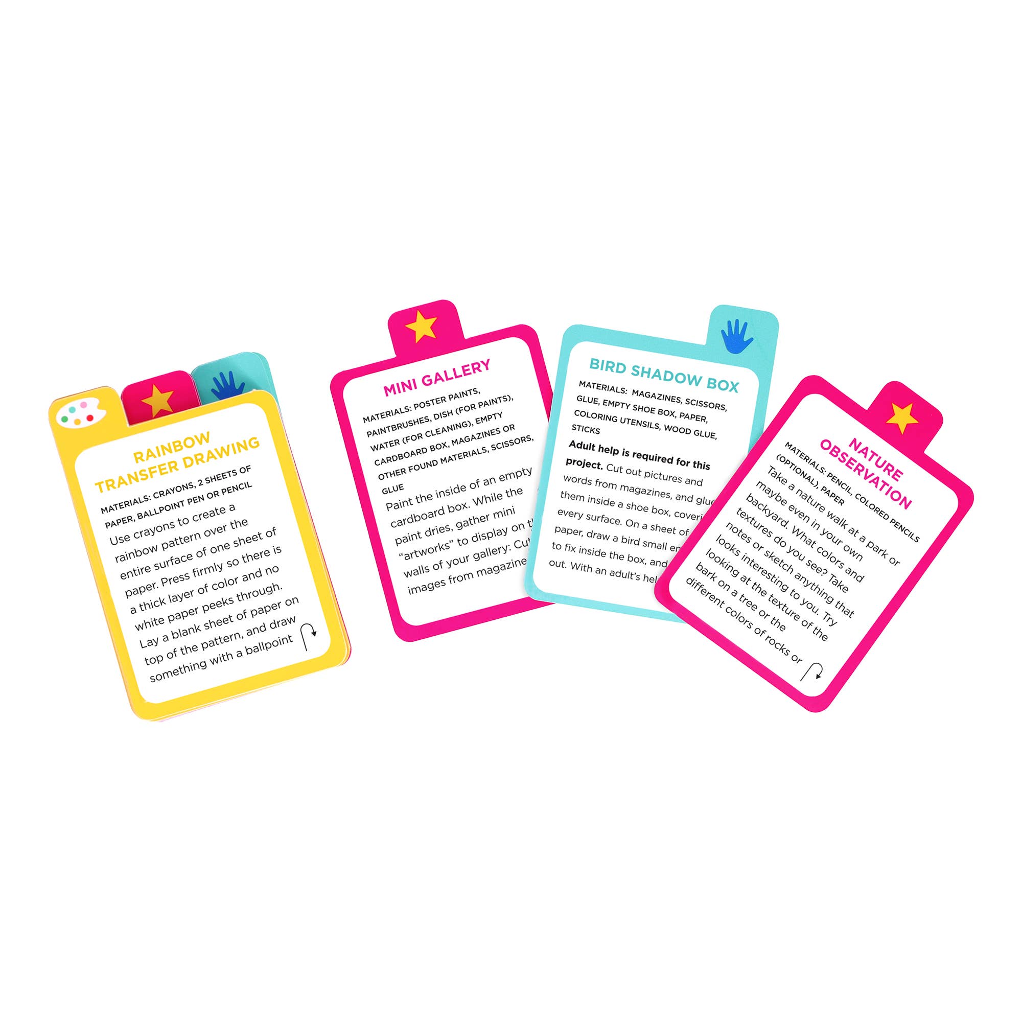 Busy Ideas for Bored Kids: Artist Edition with 4 star-labeled activity cards for creative, screen-free art ideas.