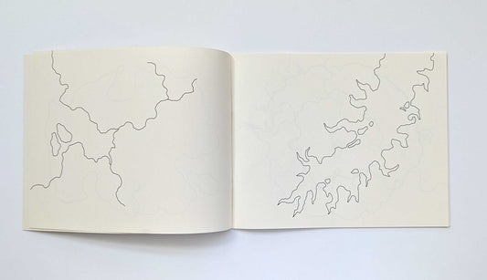Blank Map Workbook open to pages with abstract fantasy map lines on a white background.