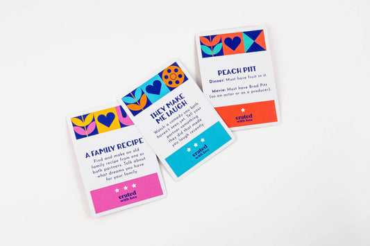 Mix It Up Date Night Generator with three cards featuring icons and prompts for couples.