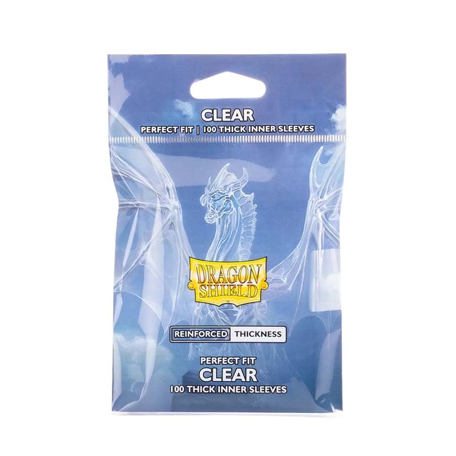 Dragon Shield Perfect Fit Thick Inner Sleeves, Clear, archival safe, pack of 100.