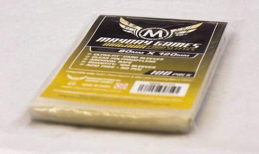 Magnum Gold Sleeve 80MM x 120MM Card Sized - Dixit pack in clear packaging on a white surface.