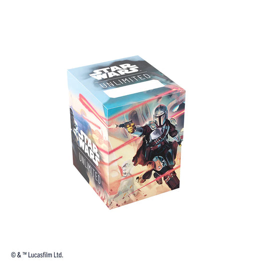 Star Wars Unlimited Shadows of the Galaxy Soft Crate deck box for card and token storage, Mandalorian-themed.