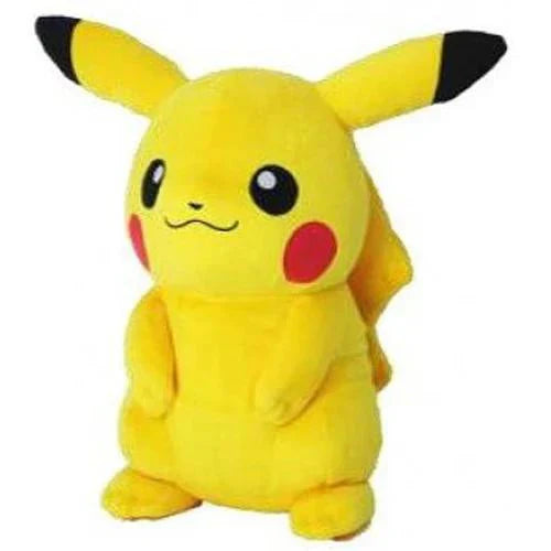 Pikachu Plush from Sanei Pokemon All Star Collection, 7-inch, sitting upright with a neutral smile.