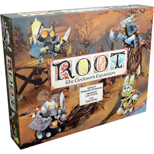 Root - Clockwork Expansion box featuring animal robot factions in a forest setting.