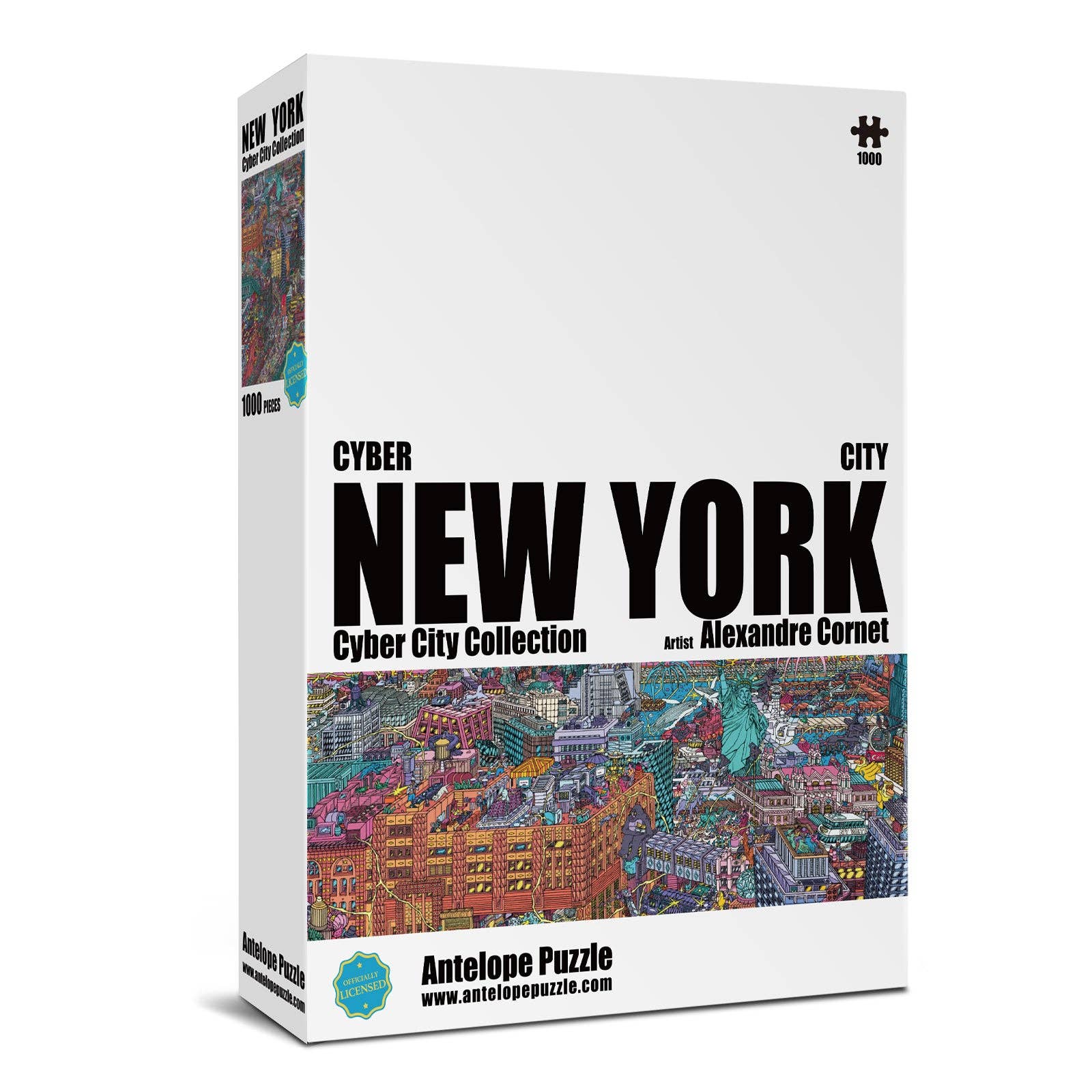 Cyber New York City-The High Line 1000 Piece Jigsaw Puzzle by Antelope Puzzle featuring NYC illustration.