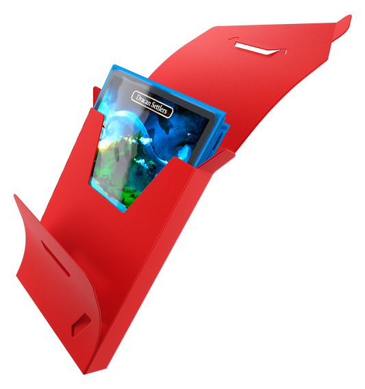 Cube Pocket 15+ red folder holding colorful trading cards.