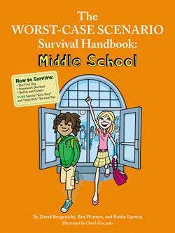 The Worst-Case Scenario Survival Handbook: Middle School book cover with two kids leaving school doors.