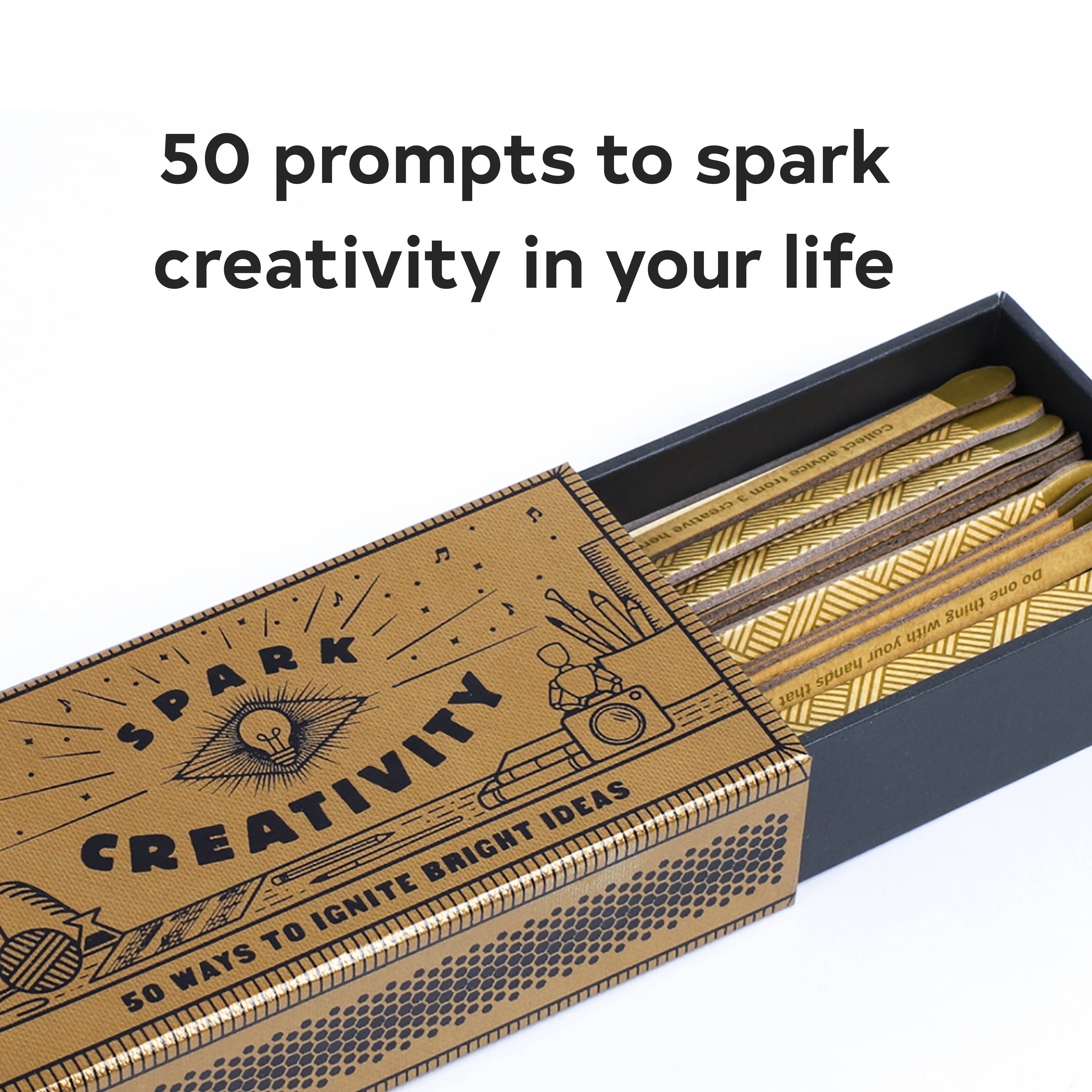 Spark Creativity deck with 50 prompts for ideas and inspiration in everyday life.