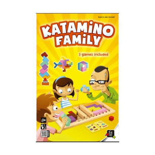 Katamino Family puzzle game box showing colorful pieces and indicating progressive difficulty.