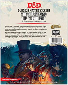 D&D: Wild Beyond Witchlight Dungeon Master Screen with colorful character artwork on the cover.