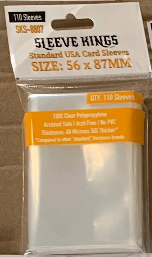 Sleeve Kings Standard USA Card Sleeves, 56x87mm, SKS-8807, 60-micron thickness, 110 pack.