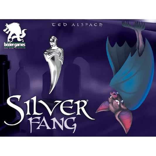 Silver Fang box featuring a bat, silver fang graphic, and purple background with silhouettes.