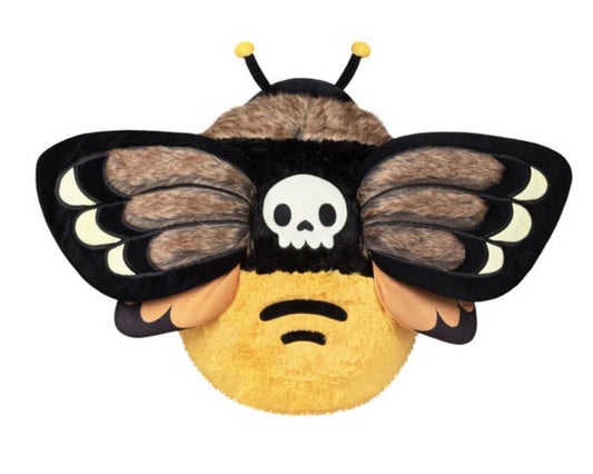 Squishable Deaths Head Hawkmoth plush bee with fuzzy polyester, patterned wings, and a skull face design.