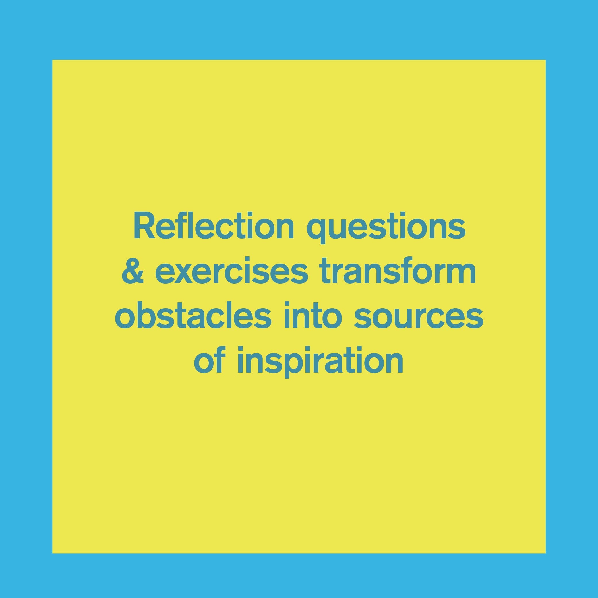 Artists Deck featuring exercises and reflection questions for overcoming creative block, yellow square with blue text.