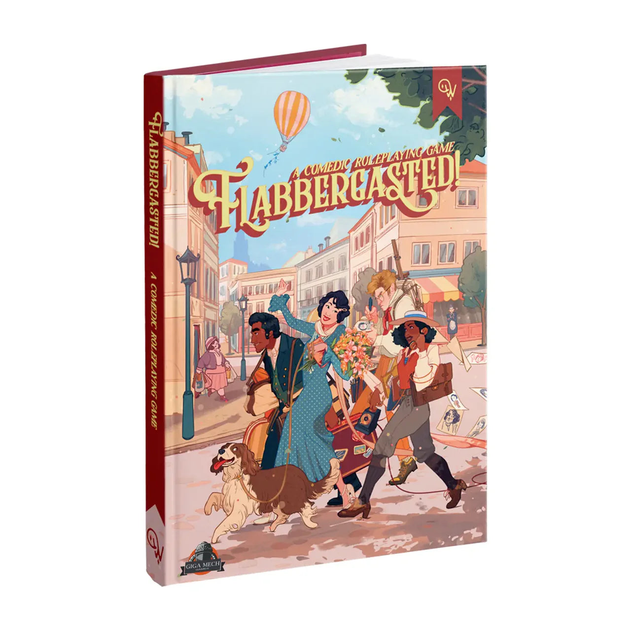 Flabbergasted - a comedic roleplaying game with a 1920s city adventure theme shown on the cover.