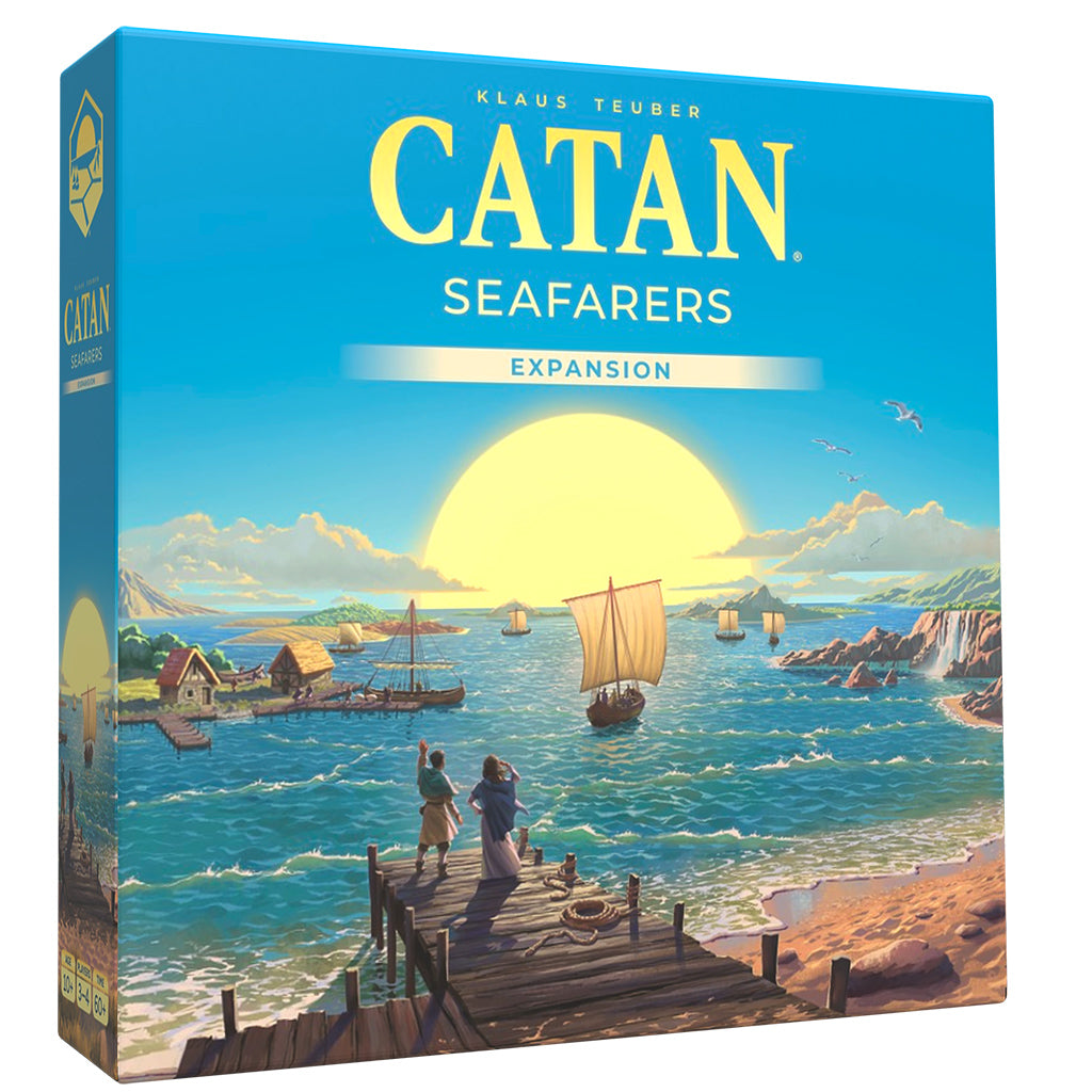 CATAN – Seafarers Expansion game box displaying ships, a dock, and settlers.