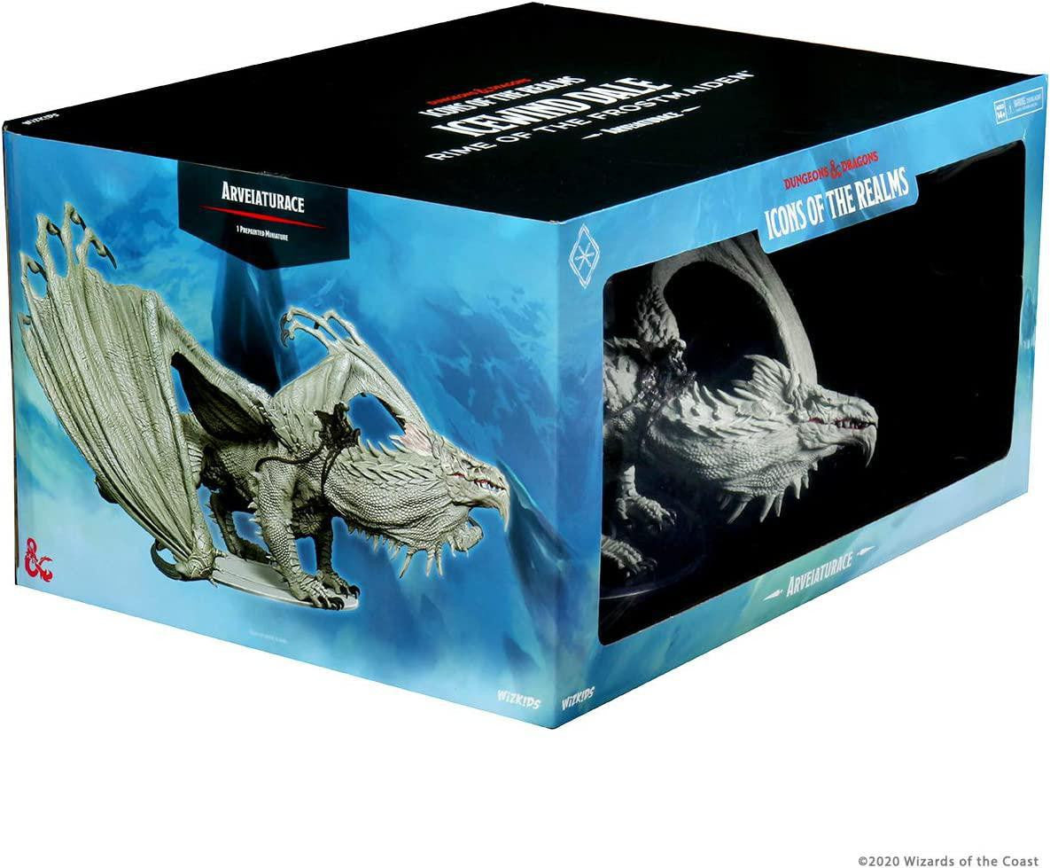 Dungeons and Dragons Icons of the Realm Arveiaturace miniature in box with side window.
