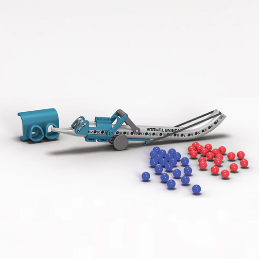 Turing Tumble Marble Reloader Bundle with marbles and marble picking tool on a white background.